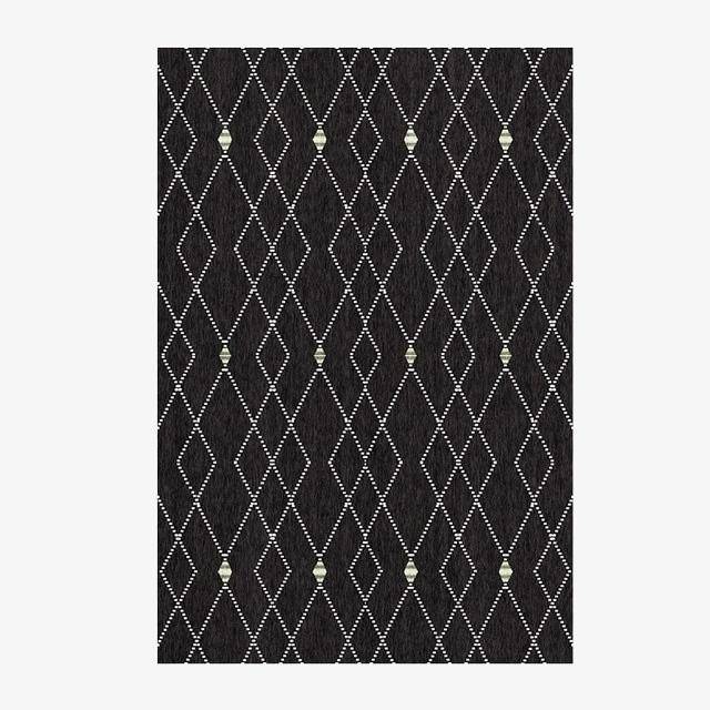 Tapis rectangle berbères noir à motifs blancs Sala B