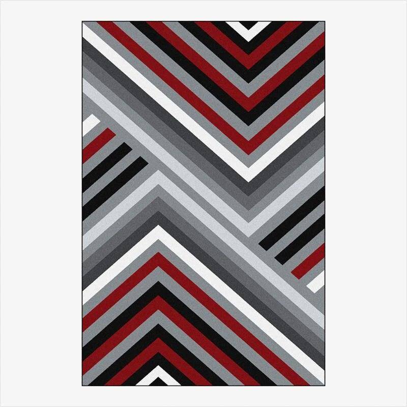 Tapis rectangle géométriques rouge et gris Asymmetric