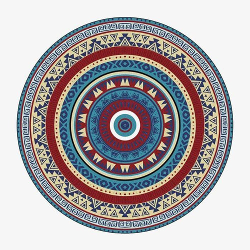 Tapis rond motifs multicolores Bohemia