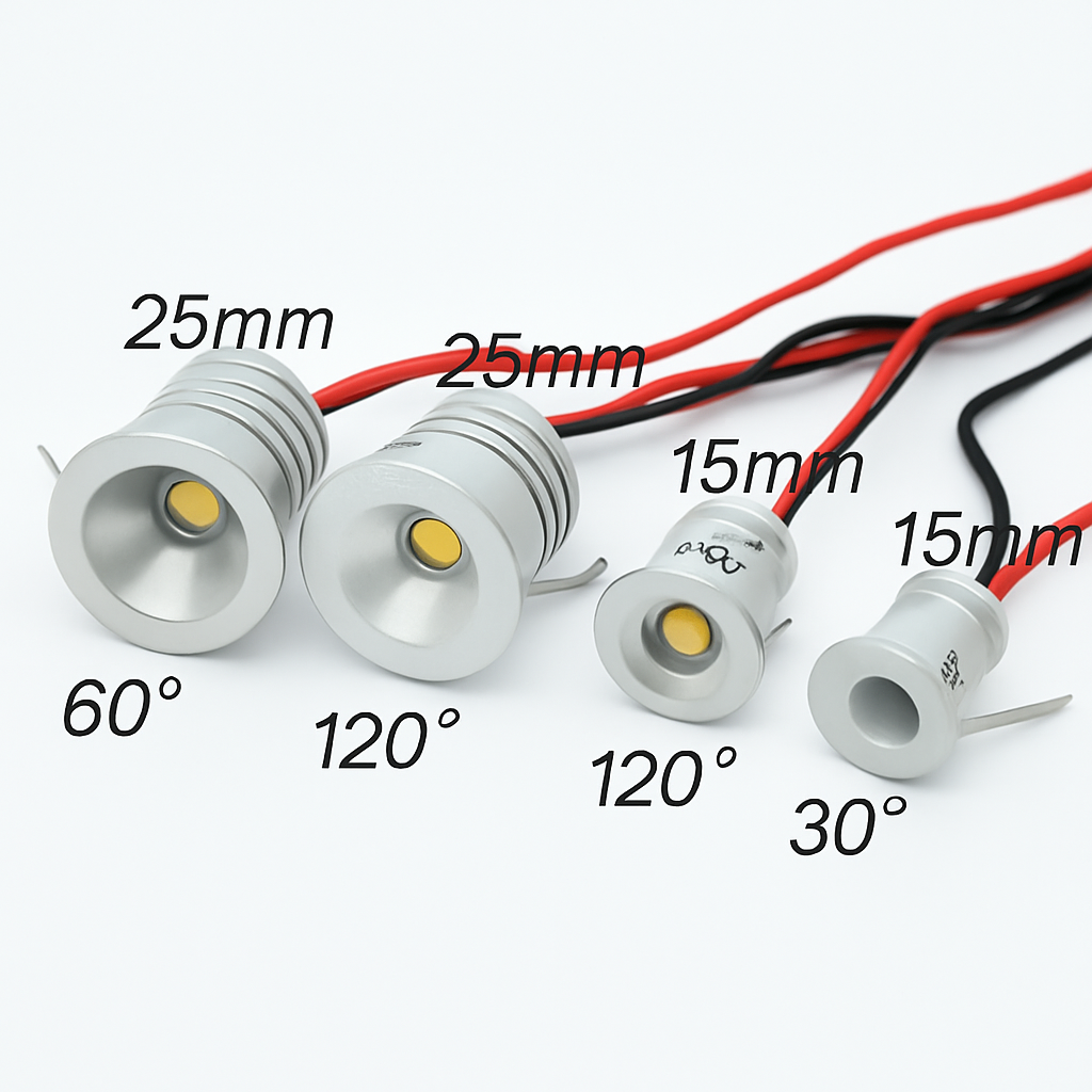 1W LED Spotlight Dimmable Spot Lamp DC12V 24V 15mm 25mm Cutout Recessed Downlight IP65 Bedroom Ceiling Cabinet Stair - vue 3 sur 6