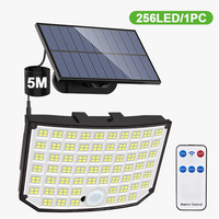 256 LED lumière solaire extérieure Super lumineux projecteurs avec télécommande IP65 étanche 3 Modes applique murale pour la décoration de jardin