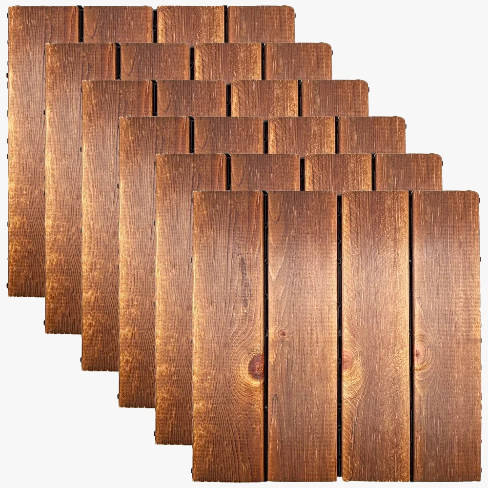 30 dalles clipsables bois massif pour terrasse balcon