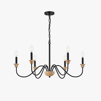 Lustre à 6 têtes rétro américain Rural bois français nordique