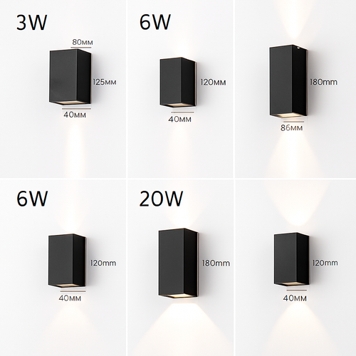 6W 10W 20W Outdoor LED Wall Lights Up and Down Narrow Beam COB Aluminium Wall Sconces Porch Light Garden Waterproof Spotlight