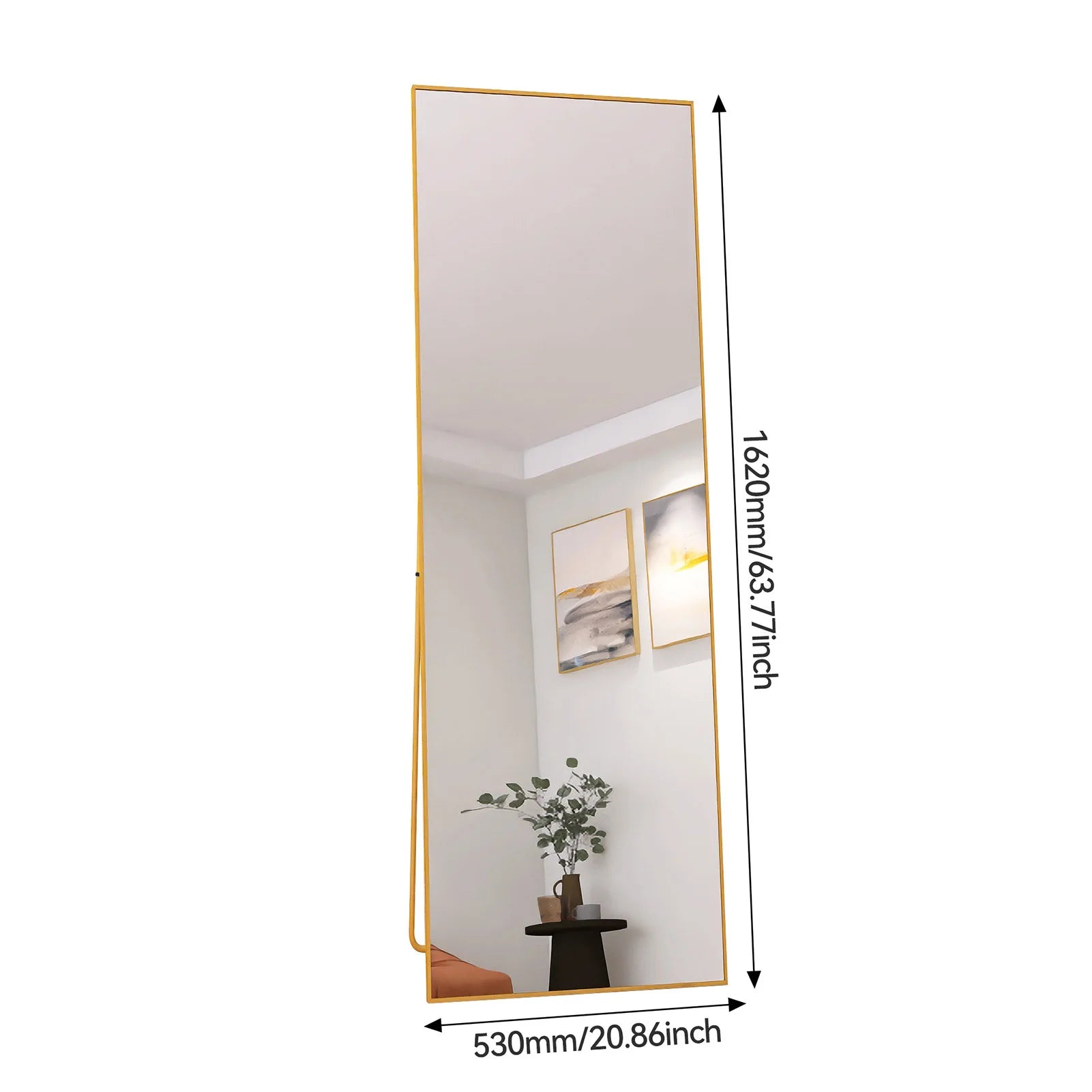 1620x530mm gold full-length mirror,vertical,suspended or wall mounted mirror with bracket,made aluminum alloy rectangular frame