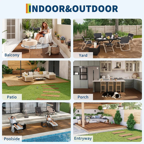 Dalles terrasse acacia clipsables antiderapant 30x30 balcon piscine - vue 7 sur 9
