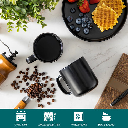 Ensemble tasses café grès mat design moderne 460ml