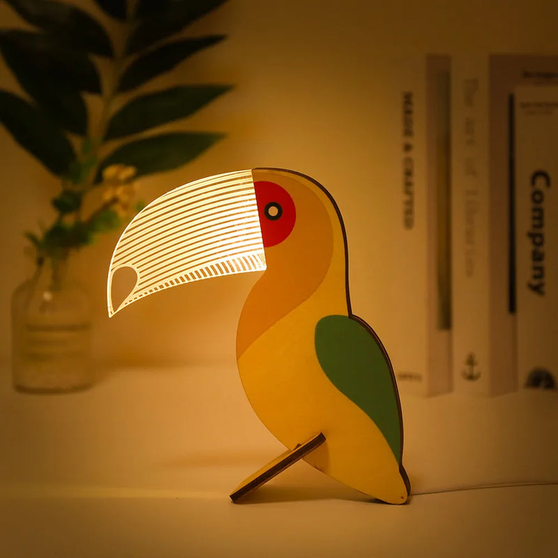 Lampe à poser Animaux LED veilleuse bois acrylique Table USB lumières décorer pour enfants bébé enfants lampe de chevet pélican Sirius baleine Toucan