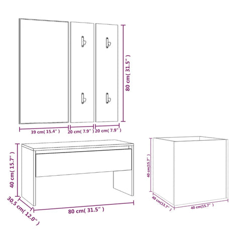 Allway Furniture Set Storage Ottoman Hallway Bench,Mirror cloths, Rack Panels plant Box for Living Room Room Entryway - vue 7 sur 12