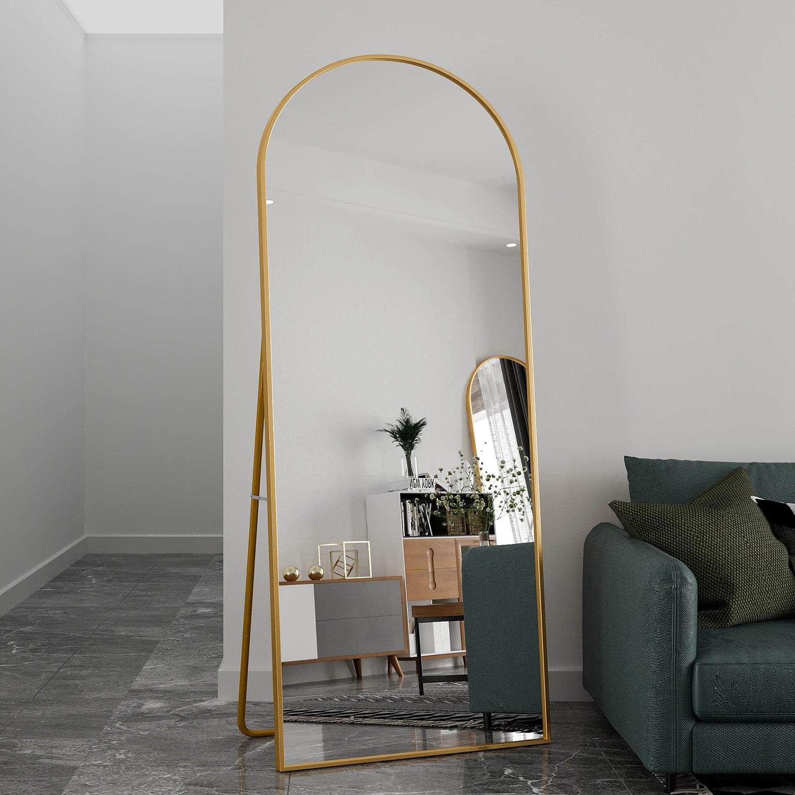 miroir sur pied en verre trempé inclinable et mural - vue 4 sur 6