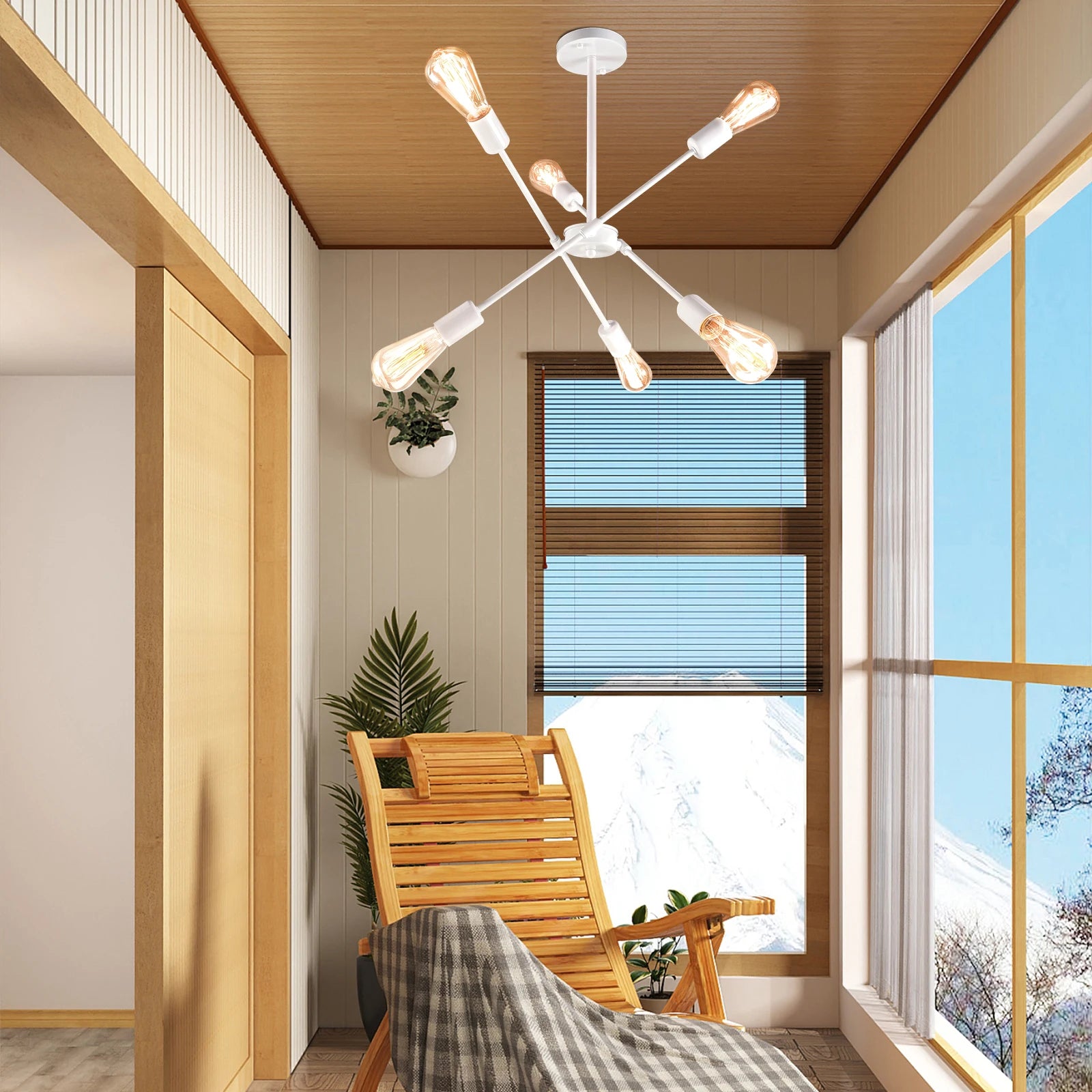 Plafonnier LED En Métal blanc à branches 6 lampes - vue 5 sur 5