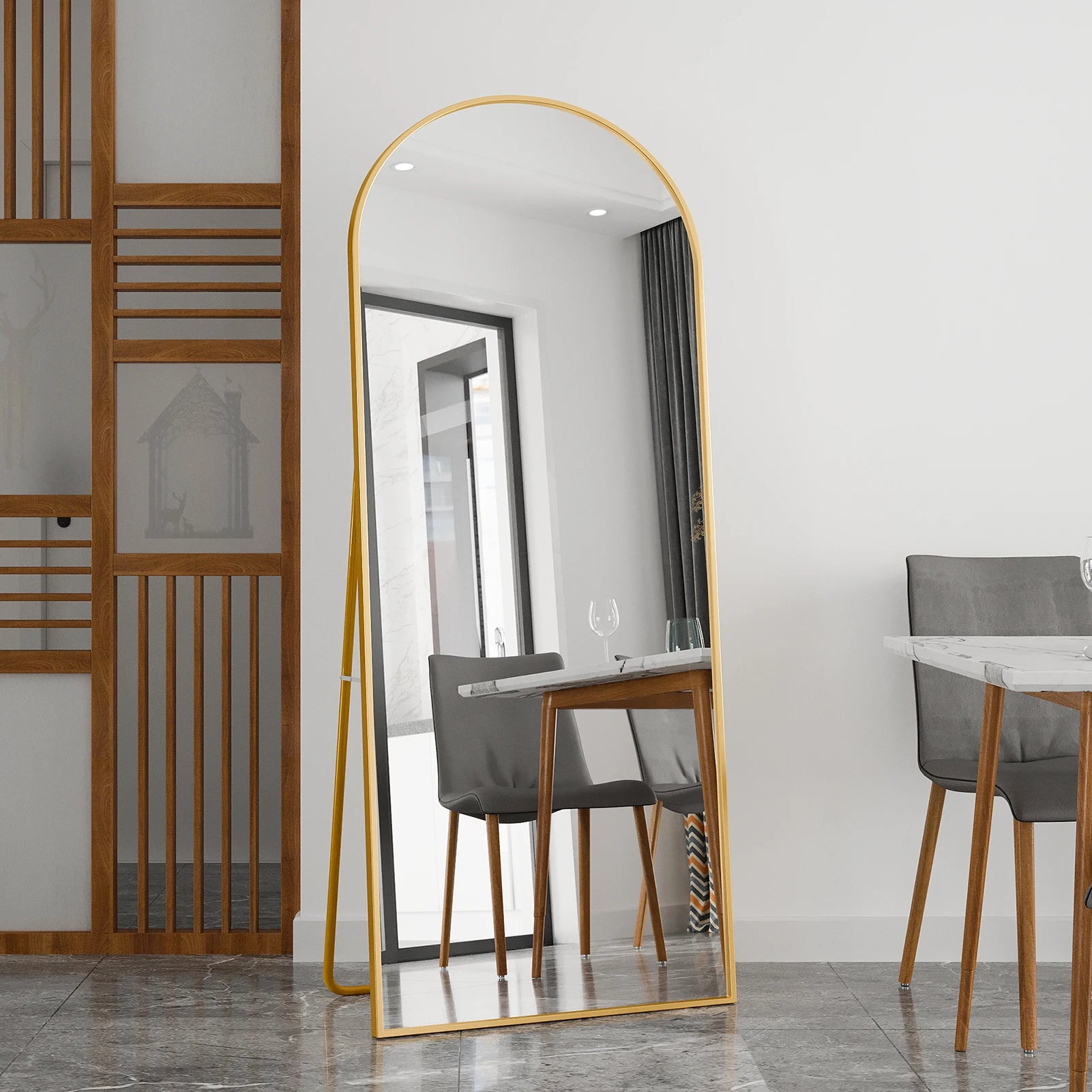 miroir sur pied en verre trempé inclinable et mural - vue 3 sur 6