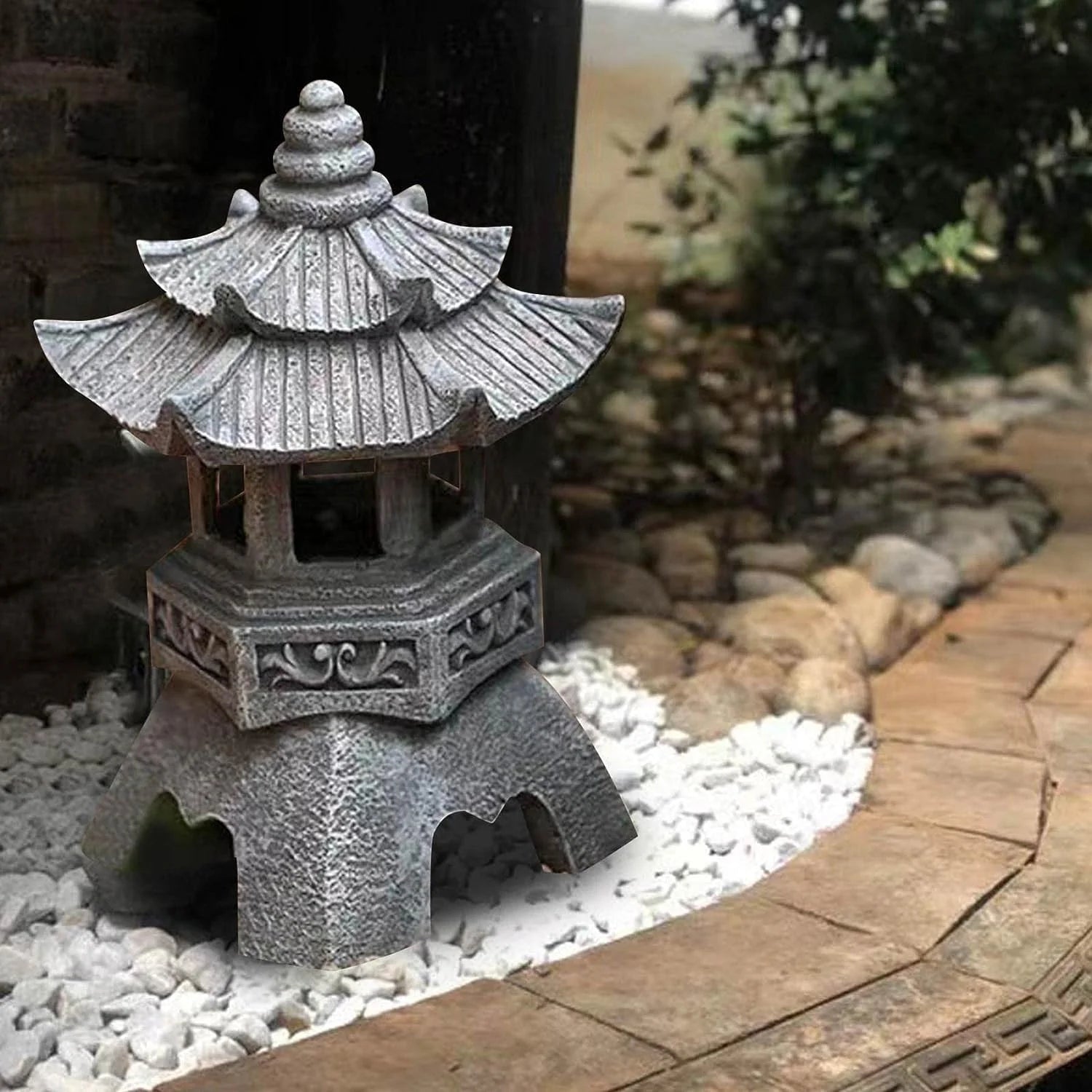lanterne solaire led pagode pour jardin et balcon décoratif - vue 4 sur 10