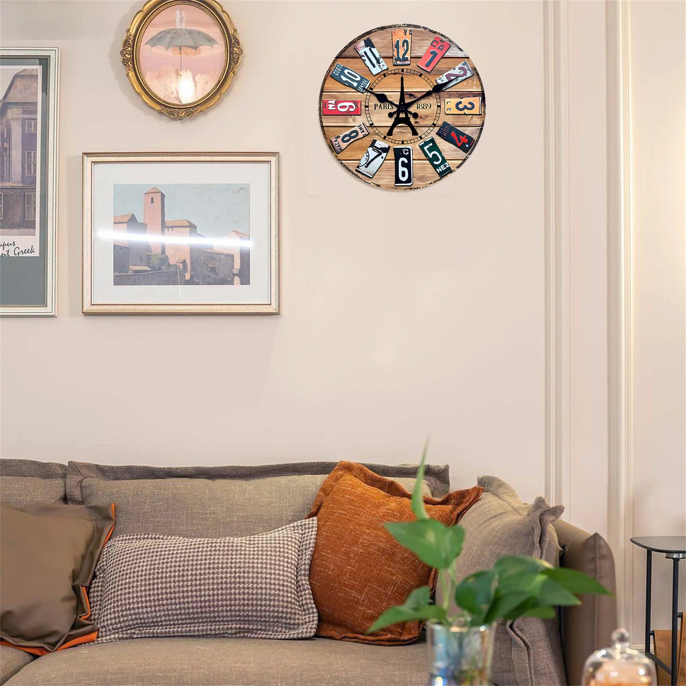 horloge murale numérique en bois rétro créatif silencieuse décorative - vue 8 sur 7