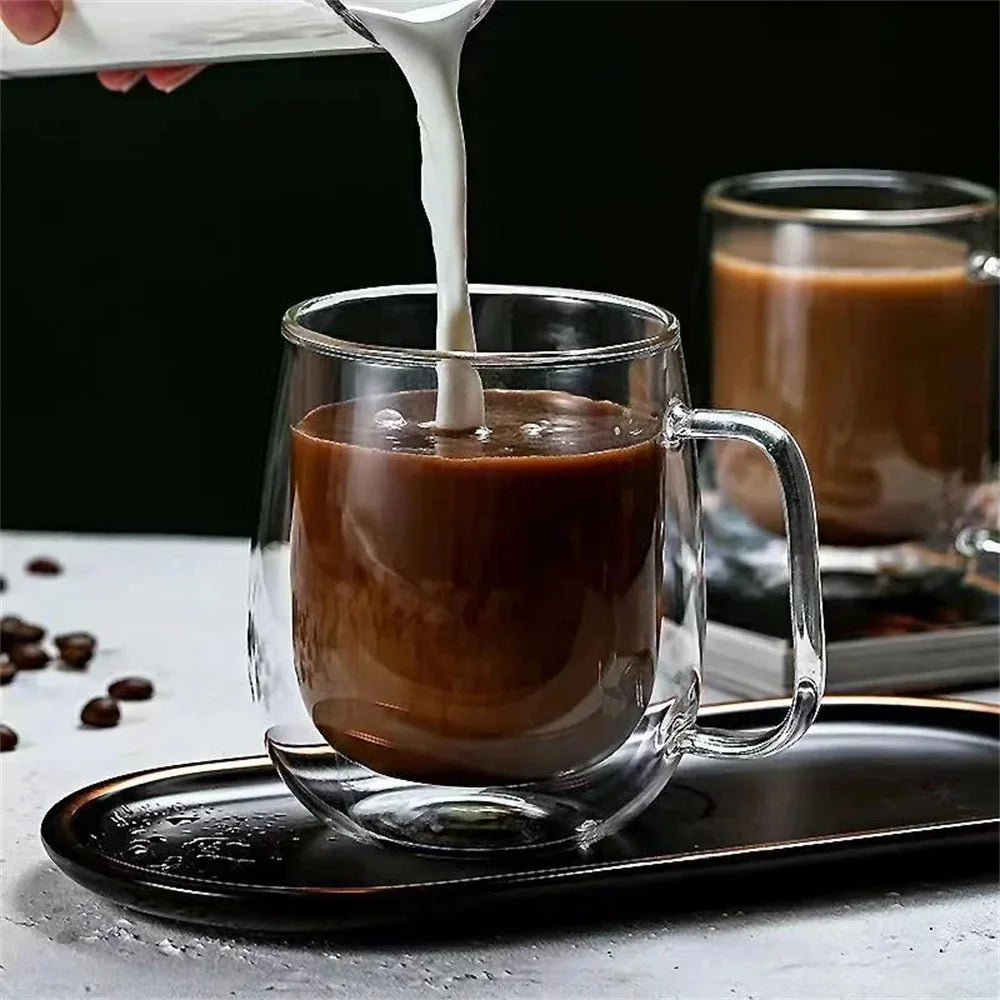 Tasse double paroi verre borosilicate avec anse thermique - vue 4 sur 7
