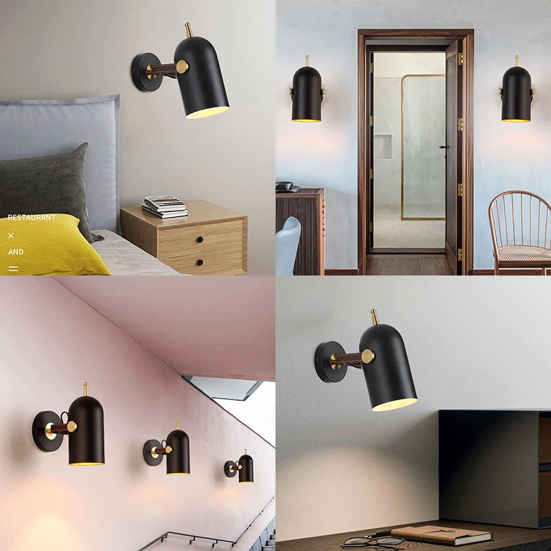 Suspension rotatives projecteurs modernes lampes suspendues en métal décor à la maison chambre salon salle à manger éclairage intérieur peinture en bois - vue 5 sur 12