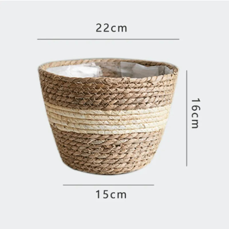 panier à fleurs en paille tressée pour décoration intérieure et extérieure - vue 14 sur 18