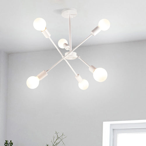 Plafonnier LED En Métal blanc à branches 6 lampes