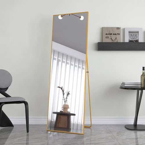 1620x530mm gold full-length mirror,vertical,suspended or wall mounted mirror with bracket,made aluminum alloy rectangular frame - vue 2 sur 6