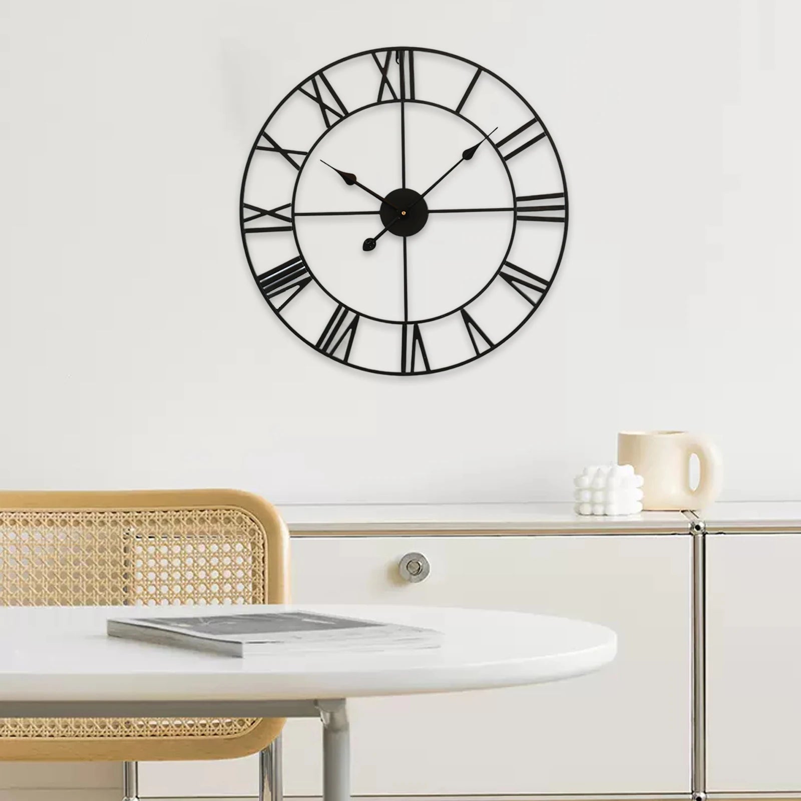 horloge murale vintage en métal silencieuse avec chiffres romains - vue 7 sur 7
