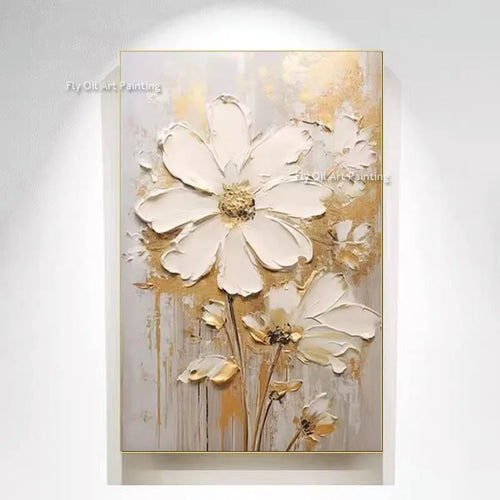 grande peinture à lhuile fleurs abstrait art mural décor intérieur