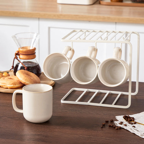 Ensemble tasses gres style marbre cafe cappuccino