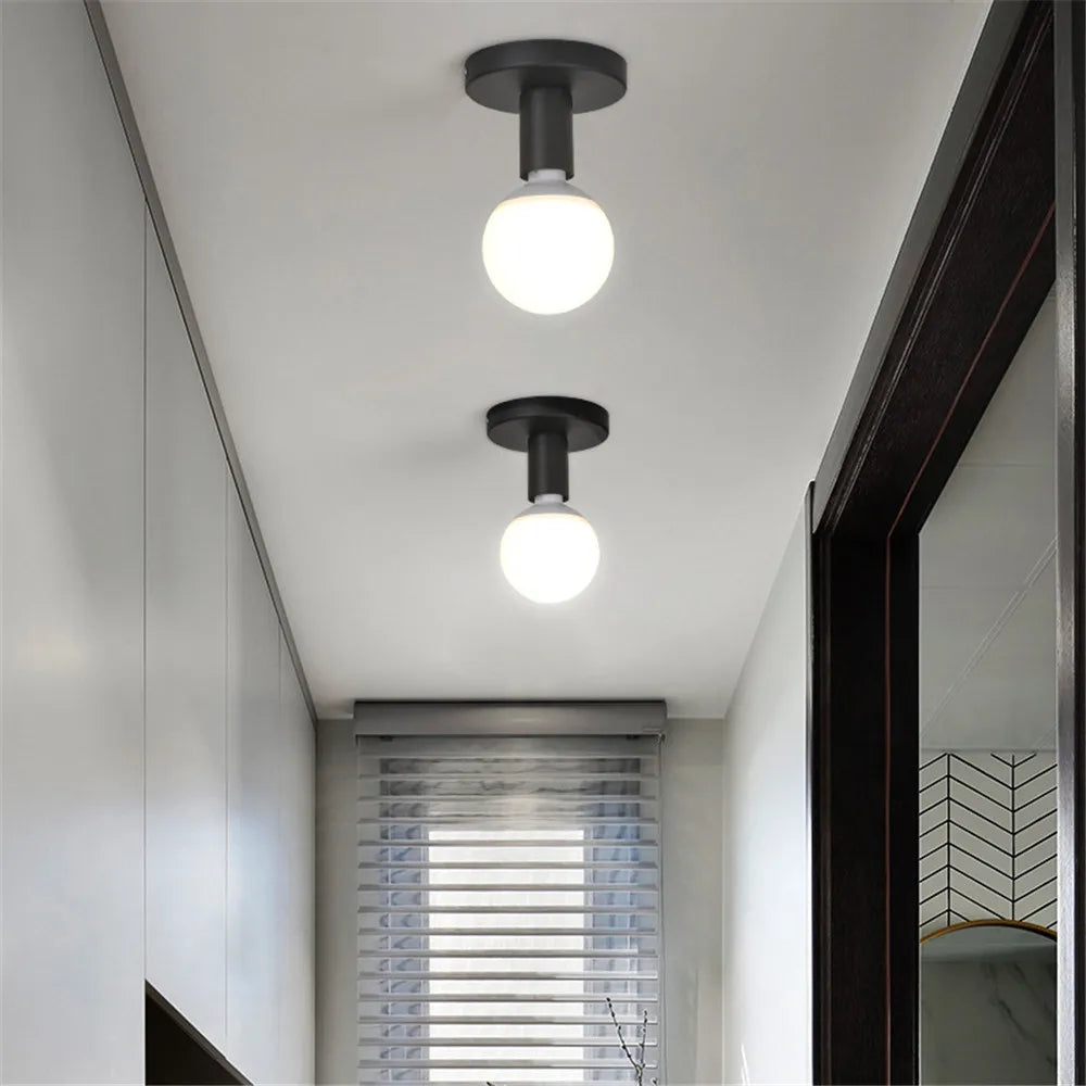 Plafonnier Simple rétro industriel en métal E27 plafonnier pour salon balcon étude salle à manger chambre allée décor à la maison - vue 4 sur 9