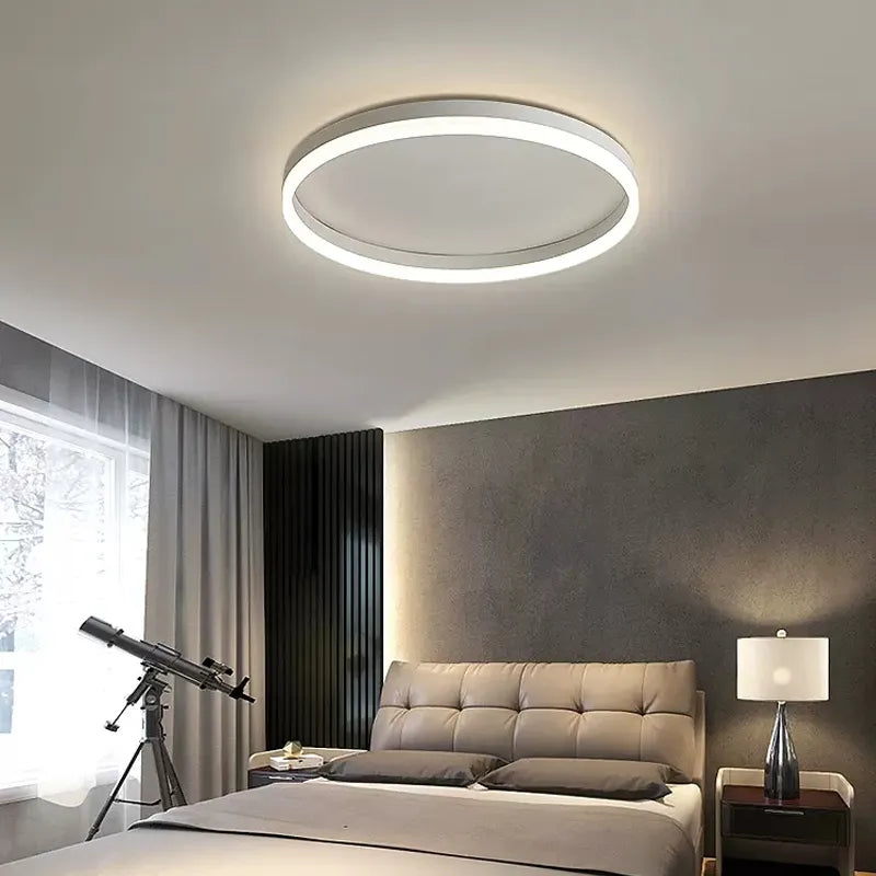 Plafond moderne à LEDs lampes lustre lumières salon salle à manger cuisine chambre plafonnier simple rond décor à la maison lumière intérieure - vue 4 sur 16