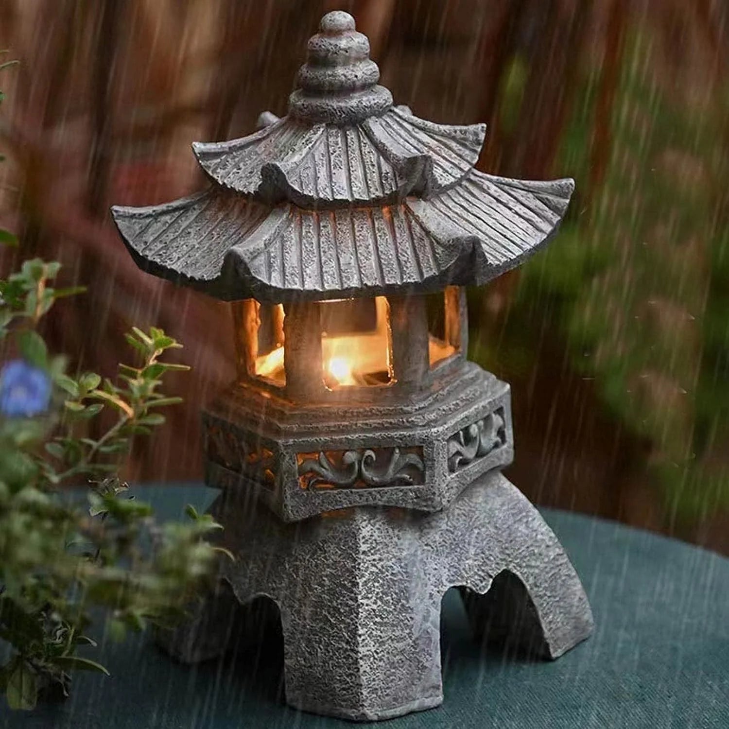 lanterne solaire led pagode pour jardin et balcon décoratif - vue 5 sur 10