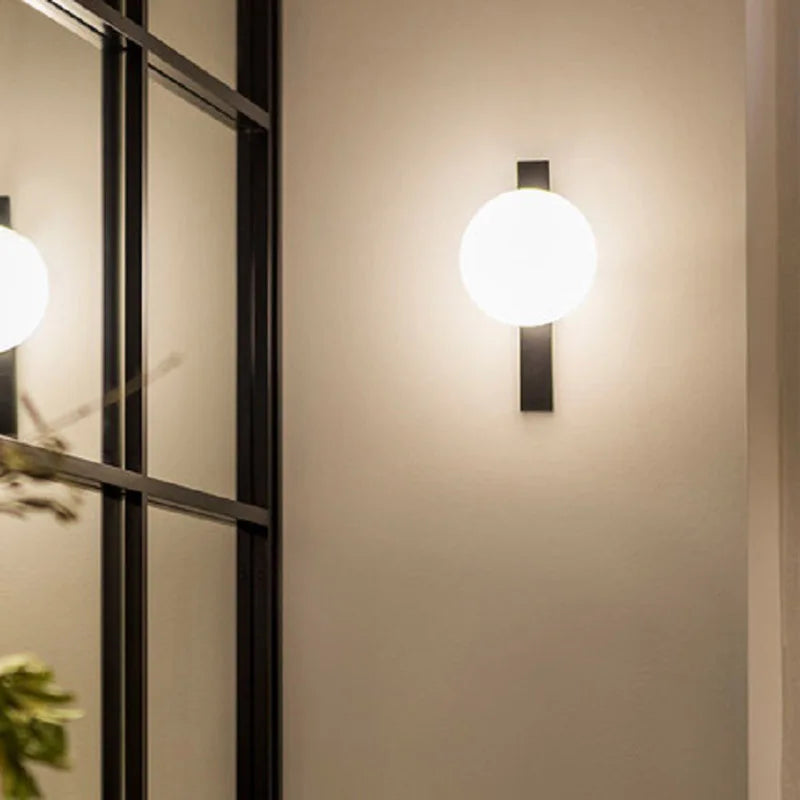 Applique murale en verre moderne noire longue orbe lumière pour salon escaliers chambre salle d'étude balcon couloir restaurant luminaires - vue 3 sur 9