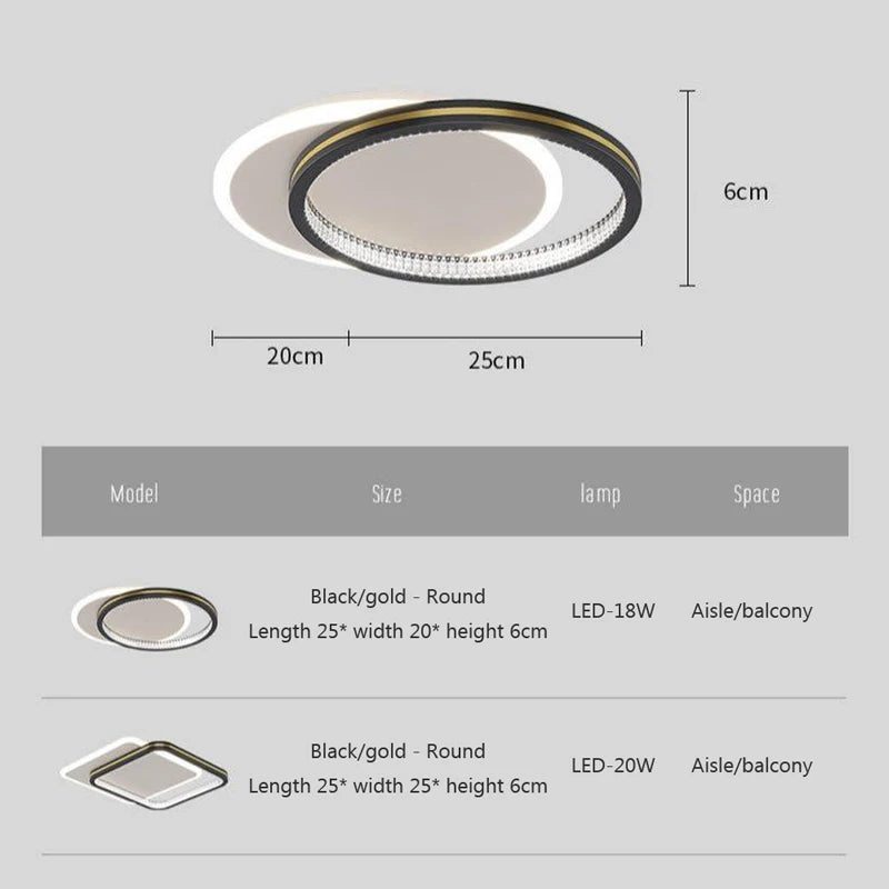 Plafond moderne à LEDs lampes pour salon chambre luxe décor luminaires intérieur couloir plafonnier avec télécommande - vue 6 sur 14