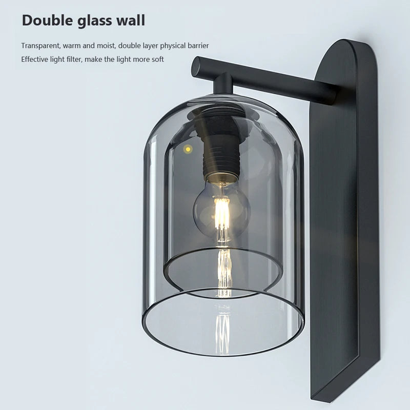 applique murale suspendue scandinave postmoderne en double verre