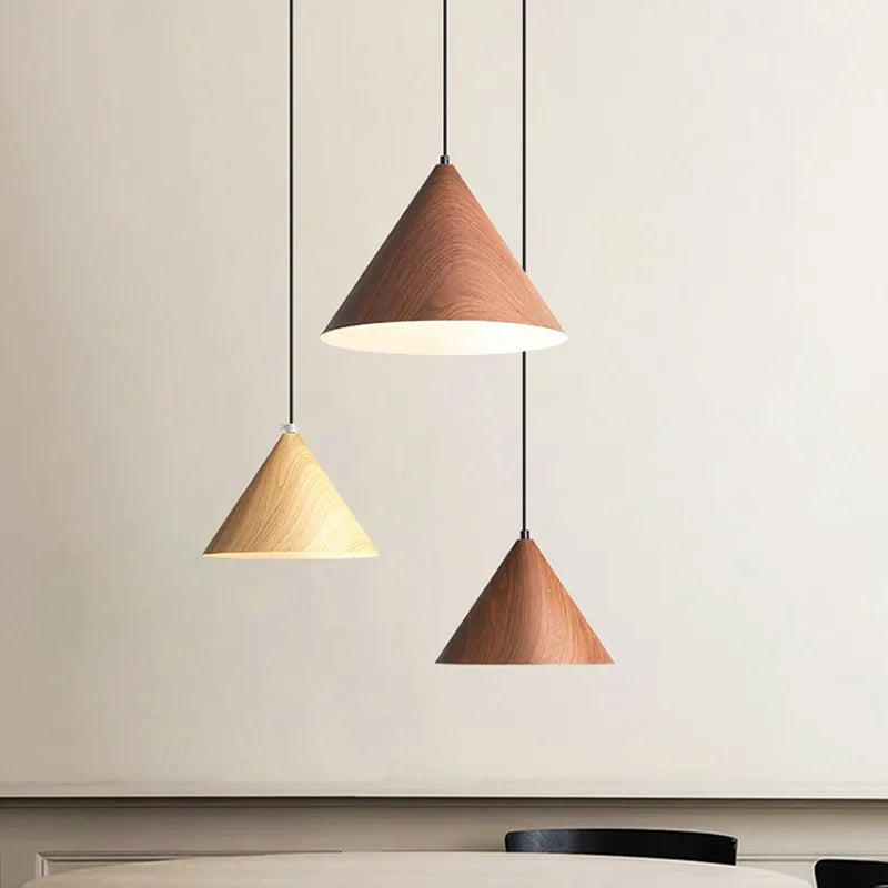 lustre nordique créatif grain de bois simple moderne vintage - vue 6 sur 8