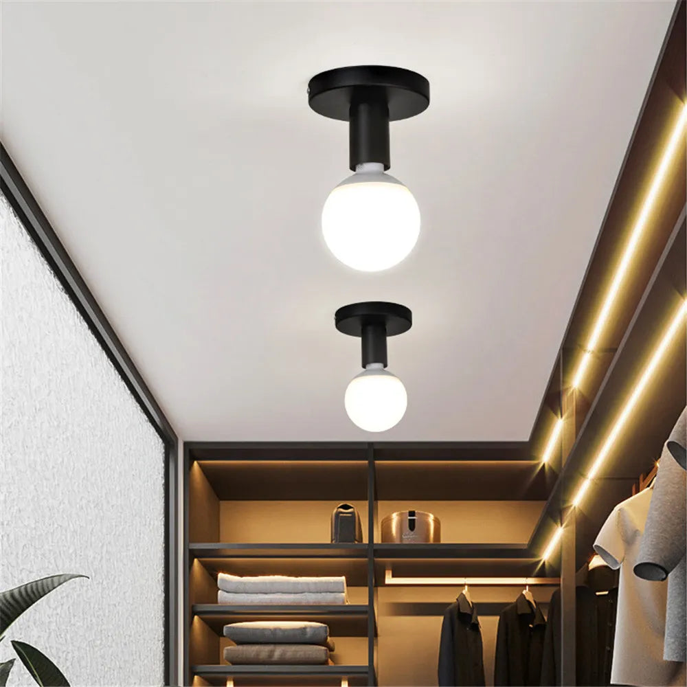 Plafonnier Simple rétro industriel en métal E27 plafonnier pour salon balcon étude salle à manger chambre allée décor à la maison - vue 2 sur 9