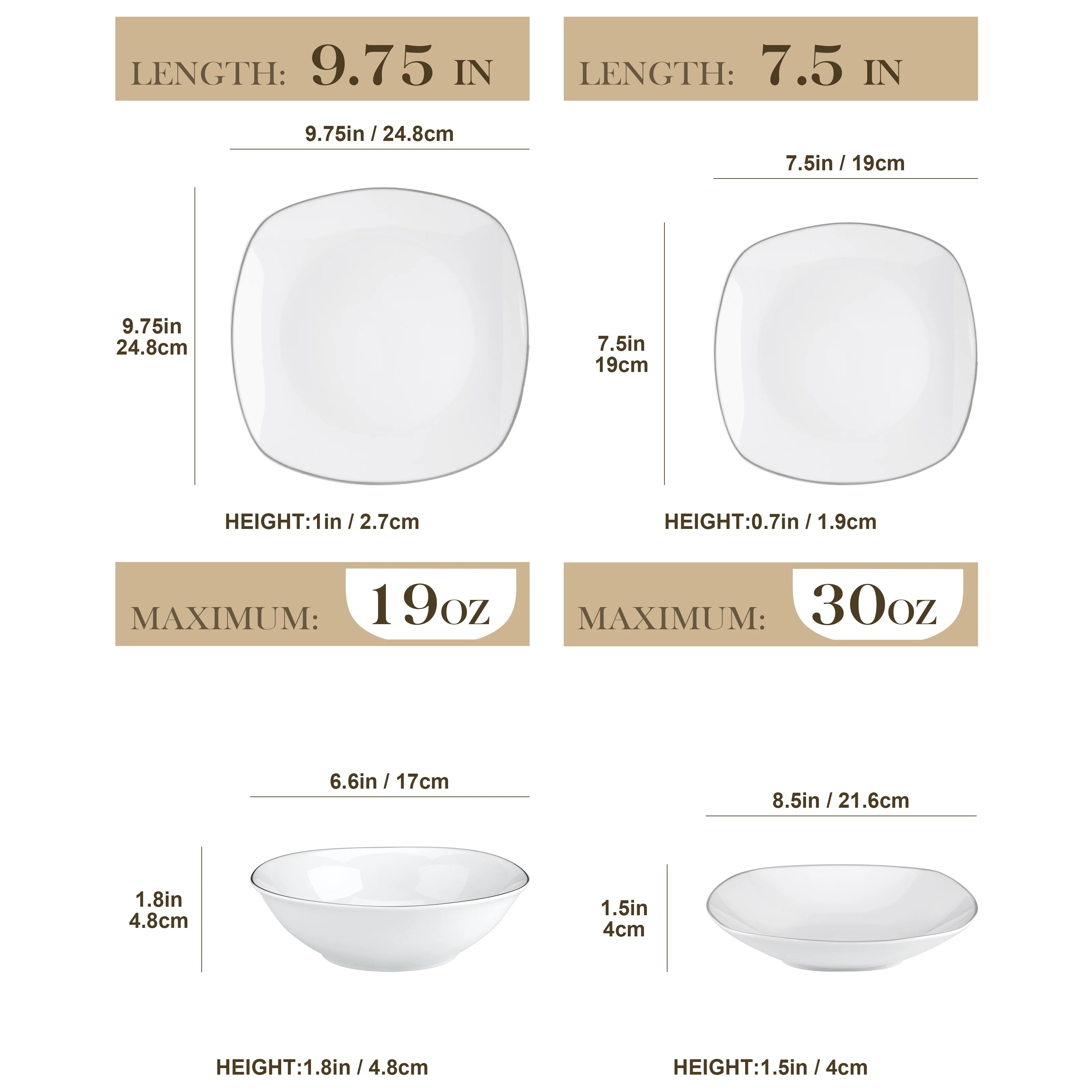 Service de table porcelaine bordure elegante 24 pieces - vue 2 sur 7