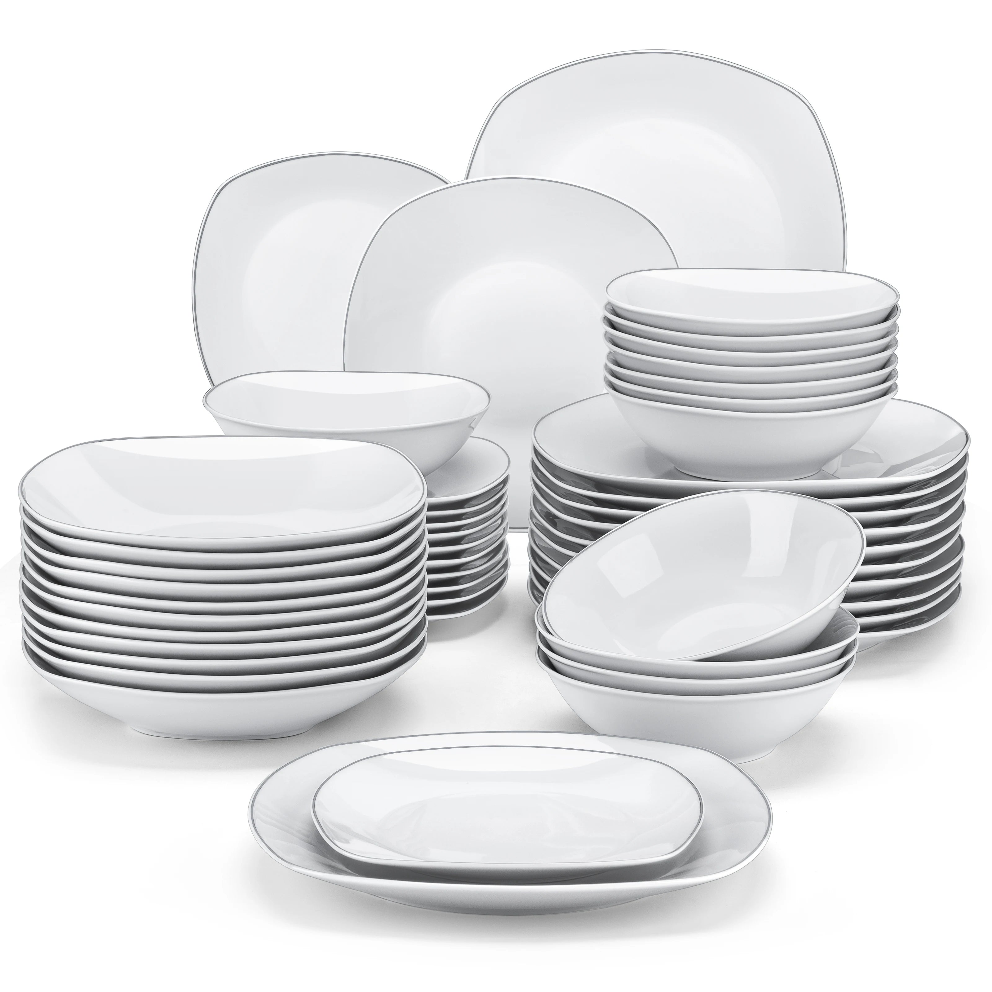 Service de table porcelaine bordure elegante 24 pieces - vue 7 sur 7