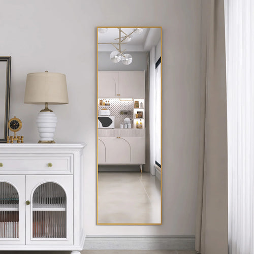 1620x530mm gold full-length mirror,vertical,suspended or wall mounted mirror with bracket,made aluminum alloy rectangular frame - vue 4 sur 6