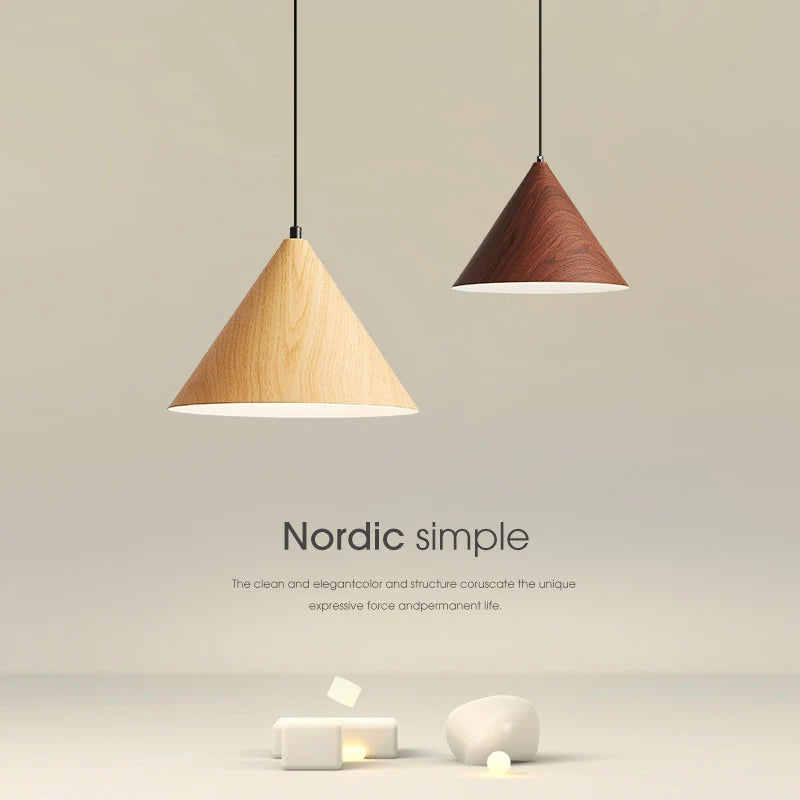 lustre nordique créatif grain de bois simple moderne vintage - vue 8 sur 8