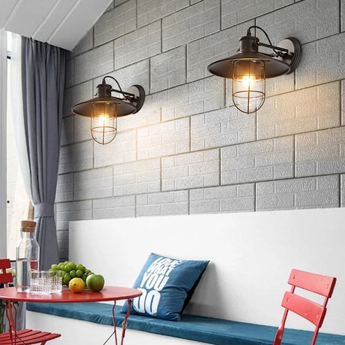 Vintage industriel LED Cage applique murale rétro Loft appliques noir abat-jour E27 applique lumières moderne intérieur luminaire - vue 4 sur 9