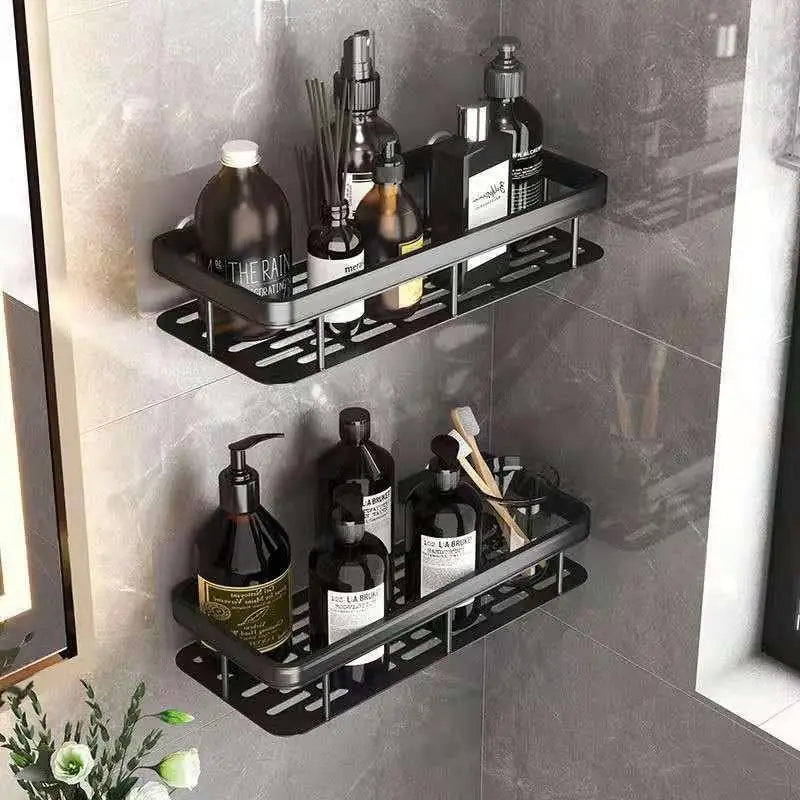 étagère d'angle murale sans perçage pour douche et serviettes - vue 3 sur 18