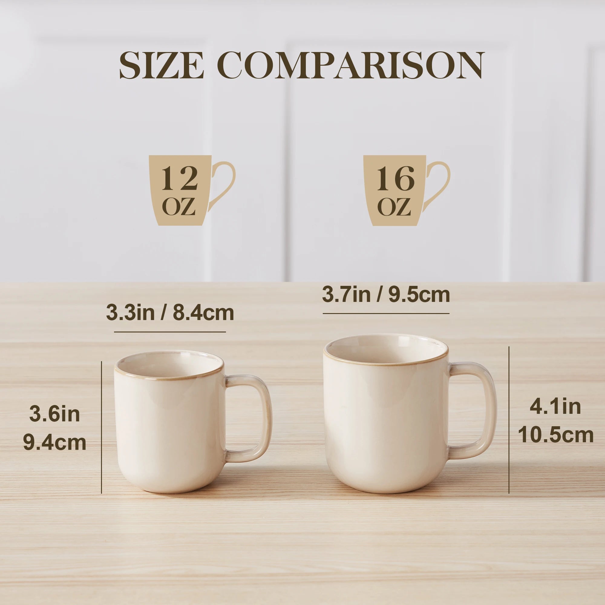 set tasses café grès motif moderne grande capacité - vue 4 sur 7