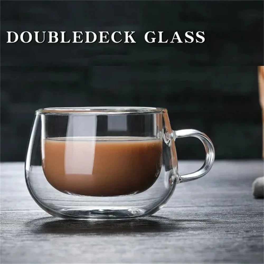 Tasse double paroi verre borosilicate avec anse thermique - vue 3 sur 7