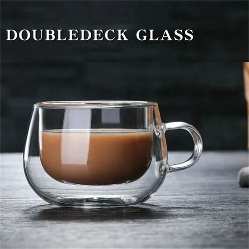 Tasse double paroi verre borosilicate avec anse thermique