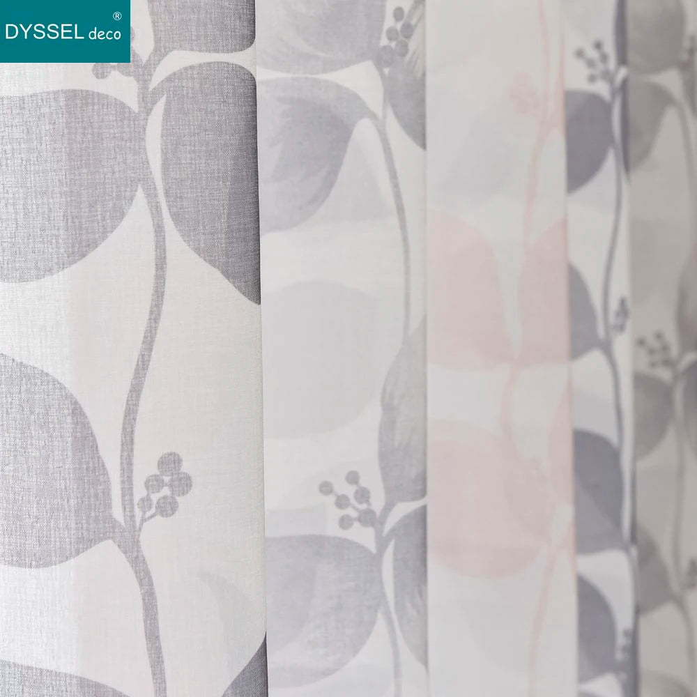 Voilage motif feuilles et fleurs style champetre salon - vue 7 sur 8