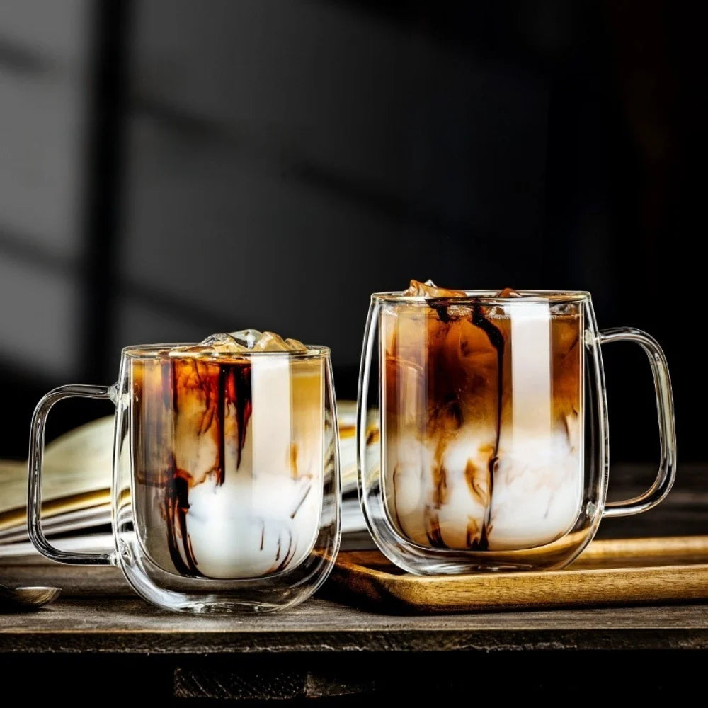 Tasse double paroi verre borosilicate avec anse thermique - vue 6 sur 7