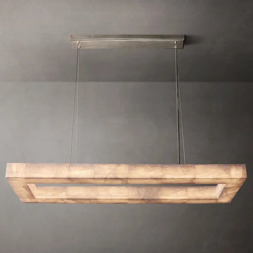 Lustre Rétro américain rectangulaire LED marbre noir plafond éclairage pour salle à manger