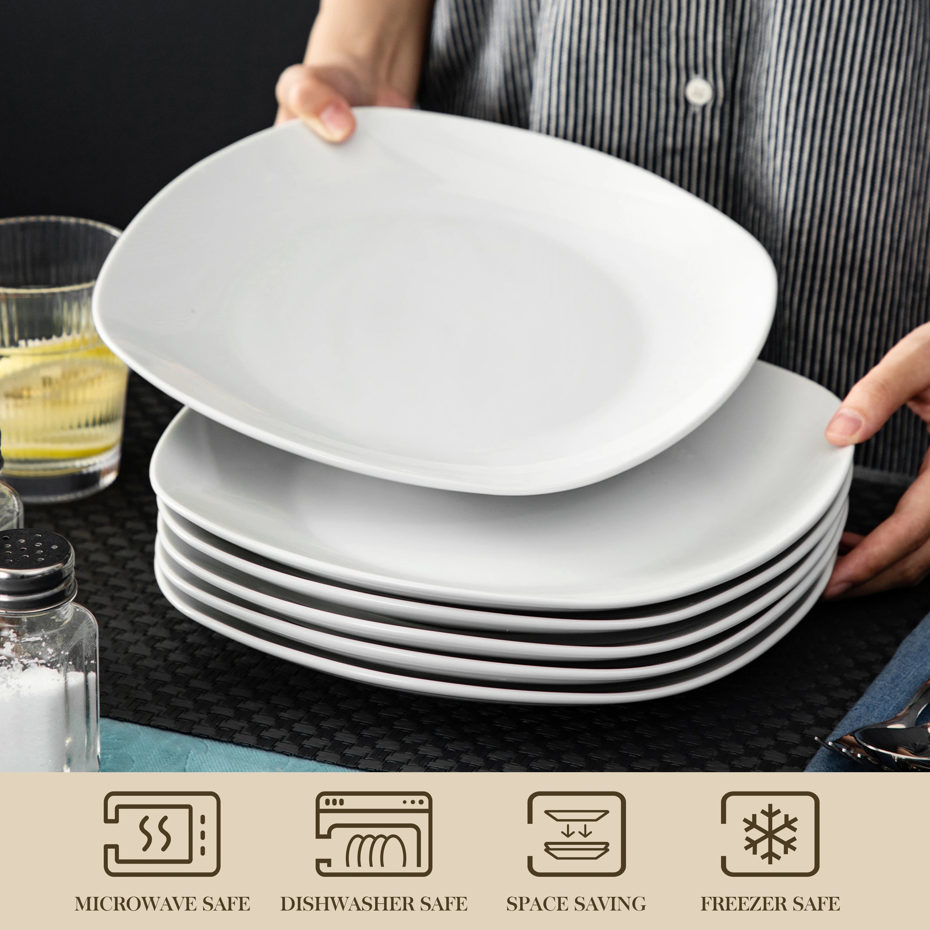 Service vaisselle céramique assiettes bols tasses design uni - vue 4 sur 6