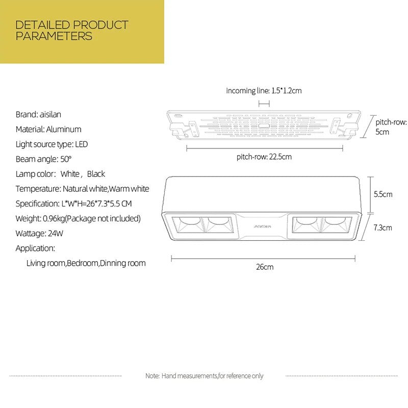 Spot rectangle moderne LED en métal design Light - vue 4 sur 8