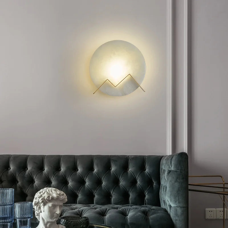applique murale led post-moderne en marbre et cuivre - vue 5 sur 7