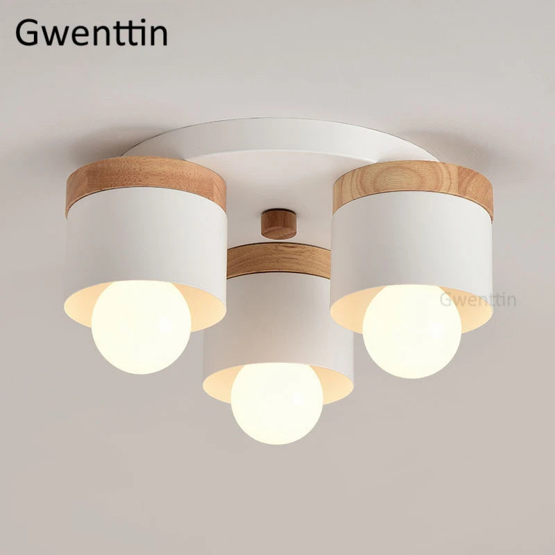 plafonnier moderne en bois et fer pour décoration intérieure - vue 5 sur 9